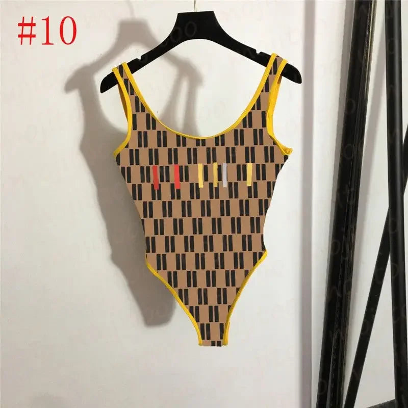 The 2025 high-waisted bikini letter print swimsuit is the latest V-neck swimsuit for women in summer