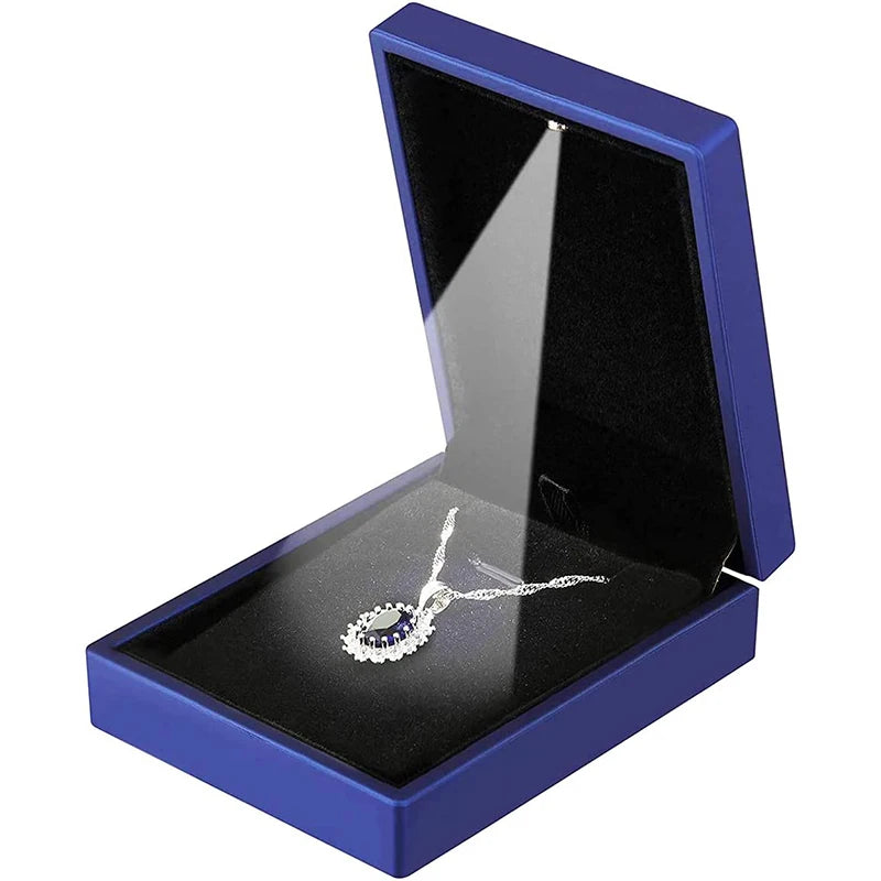 Scatola portagioie illuminata a LED per bracciali, anelli, collane e ciondoli, ideale per anniversari, fidanzamenti e matrimoni.