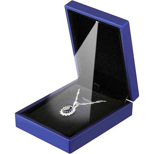 Scatola portagioie illuminata a LED per bracciali, anelli, collane e ciondoli, ideale per anniversari, fidanzamenti e matrimoni.