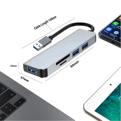 Hub USB Type C USB 3.0 USB 2.0 Lettore di schede TF/SD Splitter multiporta 5 in 1 OTG per Lenovo HUAWEI Xiaomi in lega di alluminio