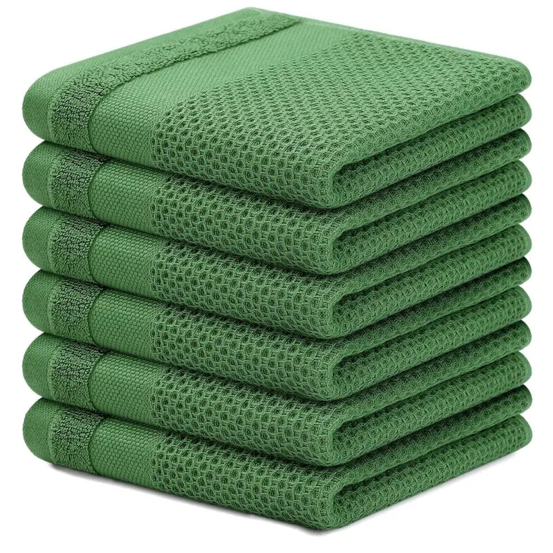 Homaxy Kitchen Cotton Towels Honeycomb Breathable 100% Cotton Dish Cloths Reusable Absorbent Household Washable Cleaning Cloths