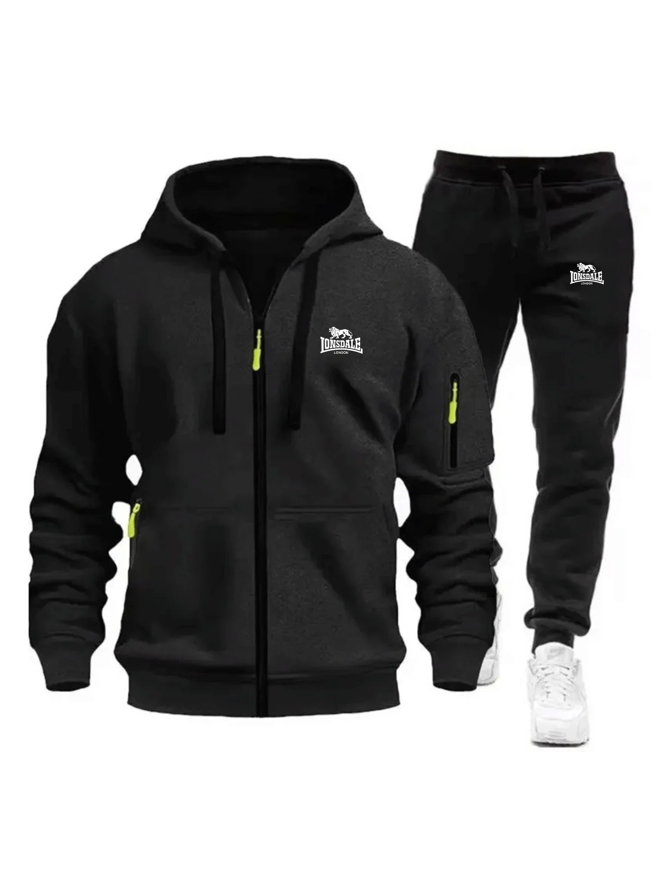 2026 New Brand Men's Winter American-Style Heavy Fleece Zip-Up Hoodie Warm Casual Sports Loose Workwear Trendy Set