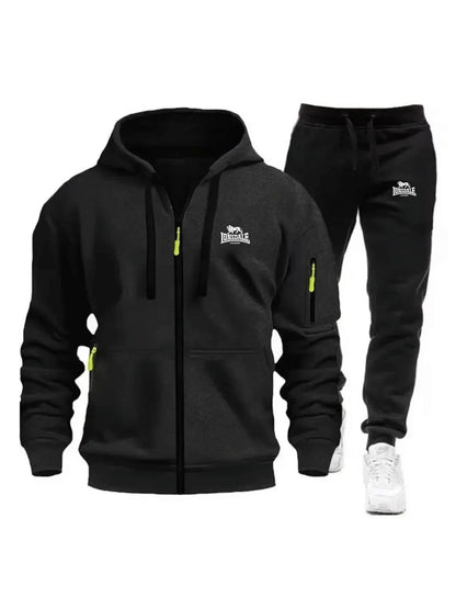 2026 New Brand Men's Winter American-Style Heavy Fleece Zip-Up Hoodie Warm Casual Sports Loose Workwear Trendy Set