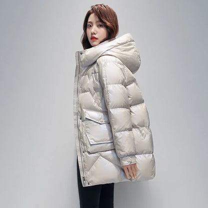 New 2026 Parkas Women Winter Down Cotton Jacket Coat Ladies Long Hooded Thicken Warm Cotton Padded Female  Outwear Overcoat Tops