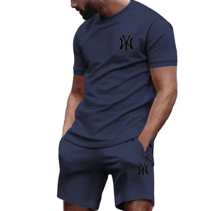 2026 hot men's two-piece sportswear short sleeved T-shirt and summer running fitness sportswear
