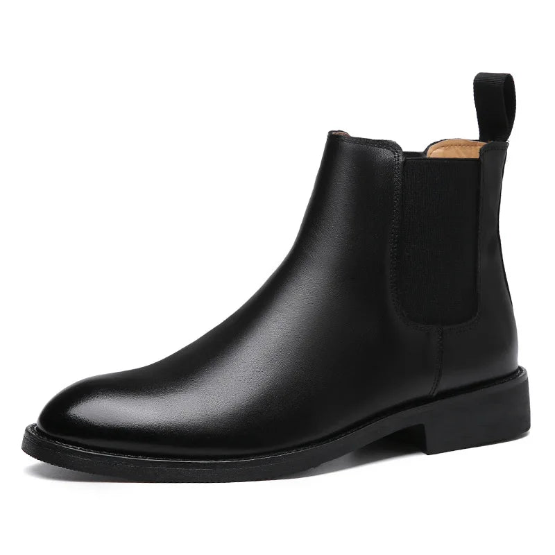 Stivali Chelsea classici retrò da uomo in vera pelle, stivaletti corti alla caviglia in stile britannico, scarpe casual alte da uomo