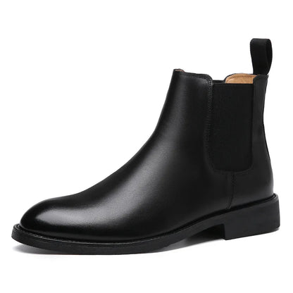 Stivali Chelsea classici retrò da uomo in vera pelle, stivaletti corti alla caviglia in stile britannico, scarpe casual alte da uomo