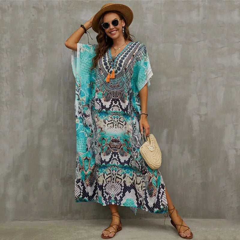 Women's Clothing Kaftan Dresses for Women Plus Size Bathing Suit Cover up Caftan Maxi Beach Dresses
