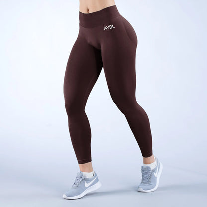 Leggings alla moda da donna, senza cuciture, per yoga, palestra, pantaloni sportivi, con fascia a coste basse, elasticizzati, aderenti