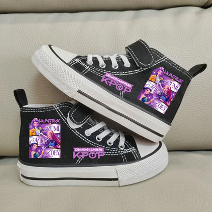 Nuove scarpe da ginnastica alte Kpop Demon Hunter per bambine, scarpe sportive casual da corsa e da tennis.