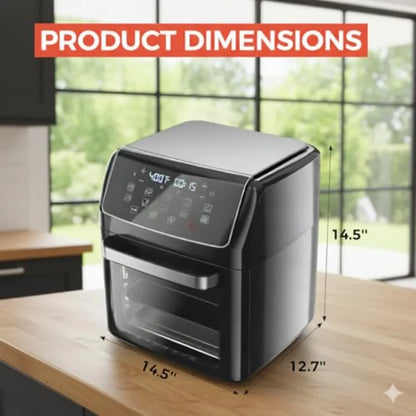 Forno friggitrice ad aria 10 in 1 Forno a convezione da 12,6 Qt con finestra visibile Griglia girarrosto Friggitrice ad aria per cucina sana di dimensioni familiari con Tr