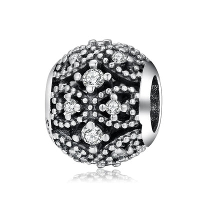 100% autentico argento sterling 925, cuore rosa, perline di zirconi trasparenti, compatibile con i charm europei originali, braccialetti e creazione di gioielli