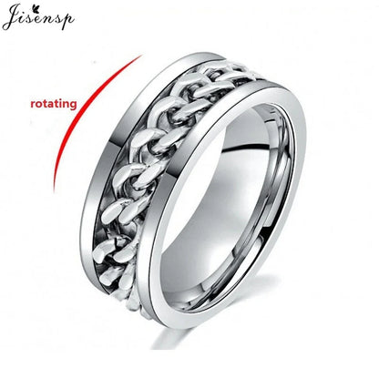 Anelli antistress rotanti, fantastici anelli antistress rotanti con catena in acciaio al titanio, anello girevole per dito per uomo e donna, gioielli punk Bague Homme 2023