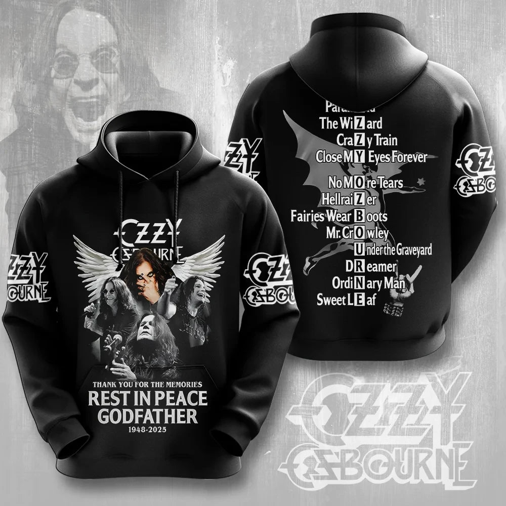 Felpa con cappuccio con stampa 3D del gruppo rock Ozzy Osbourne, uomo e donna, alla moda, oversize, abbigliamento per adulti, cappotto per fan, felpa con cappuccio da uomo Y2k