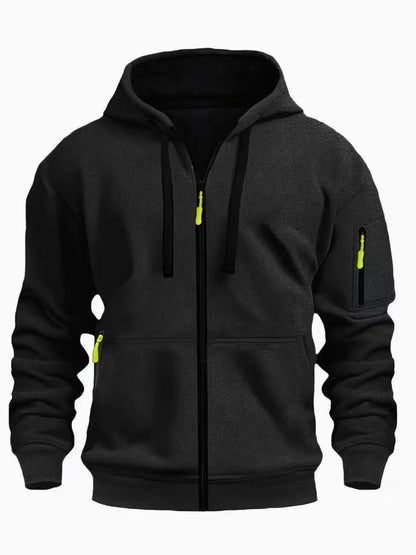 2026 New Brand Men's Winter American-Style Heavy Fleece Zip-Up Hoodie Warm Casual Sports Loose Workwear Trendy Set