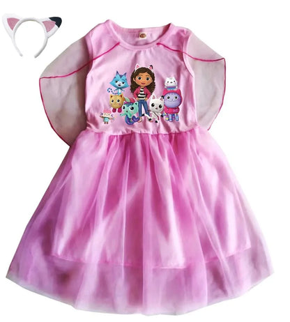 Mochila Gabby's Dollhouse Dress Bambini Gabbys Chat Vestiti Ragazze Manica corta Abiti casual Bambini Matrimonio Principessa Abiti