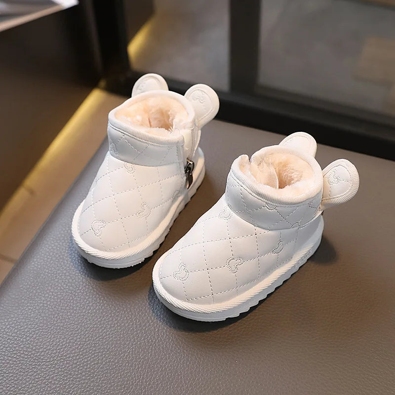 Promozione Stivali invernali 2025 manica Nuovi stivali da neve caldi per bambini Scarpe in cotone con paillettes Stivali da bambino extra in pile per studenti