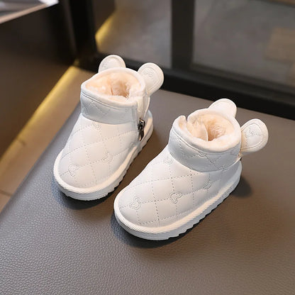 Promozione Stivali invernali 2025 manica Nuovi stivali da neve caldi per bambini Scarpe in cotone con paillettes Stivali da bambino extra in pile per studenti