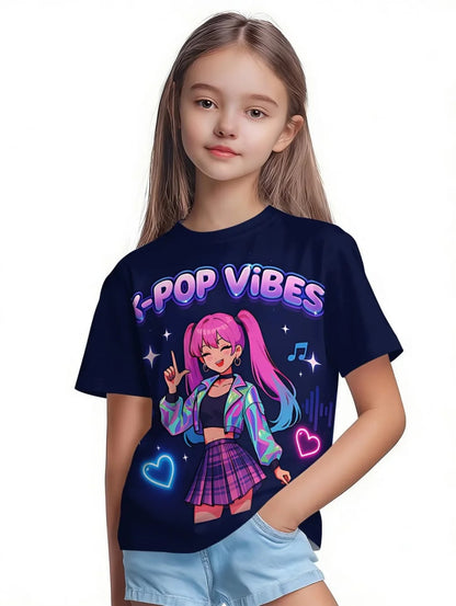 Magliette per bambini con stampa grafica di cartoni animati Kpop, regalo divertente per i fan, magliette Harajuku, top estivi a maniche corte, abbigliamento per bambini