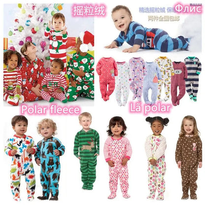 Tute in pile per bambini e bambine, con piedini, pagliaccetti, pigiami caldi per primavera, autunno e inverno.