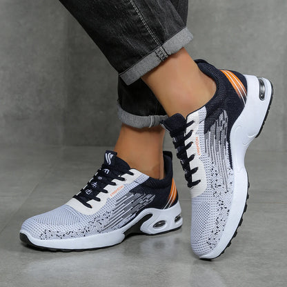 Scarpe da corsa da uomo traspiranti con lacci, scarpe casual in mesh intrecciato fei, scarpe da uomo comode con ammortizzazione ad aria, spedizione gratuita