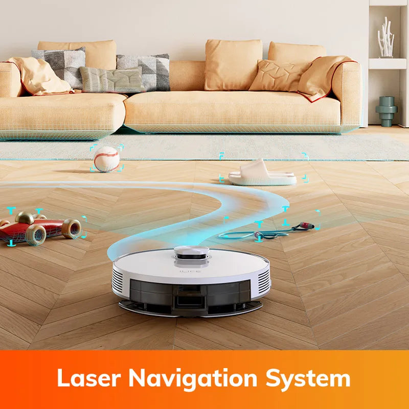 ILIFE V30 Robot Vacuum Cleaner, Laser Navigation, 10000Pa Suction, Up to 150min Runtime, APP Control, Customizable cleaning