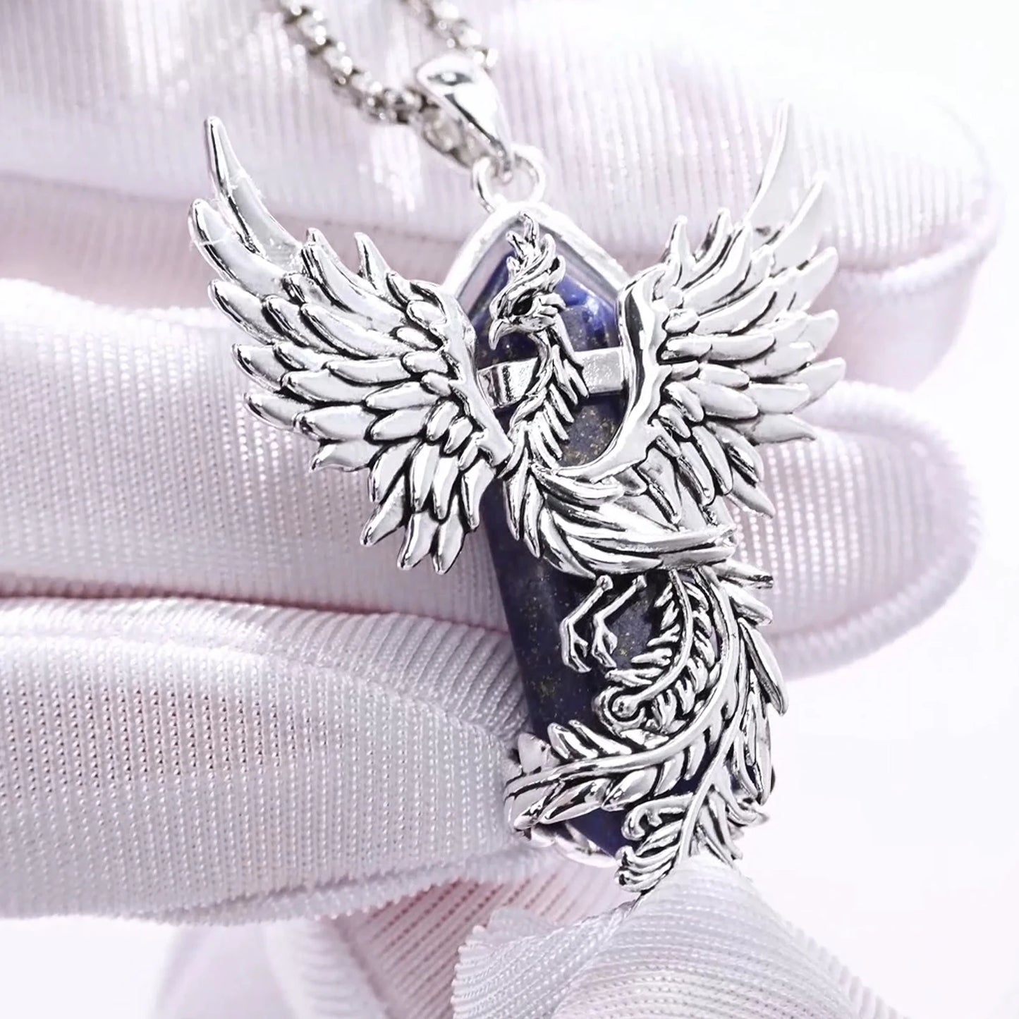 Collana prismatica esagonale in lapislazzuli Eudora Phoenix Twining, pietra curativa energetica, ciondolo in cristallo, gioiello per meditazione, regalo per uomo