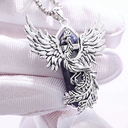 Collana prismatica esagonale in lapislazzuli Eudora Phoenix Twining, pietra curativa energetica, ciondolo in cristallo, gioiello per meditazione, regalo per uomo