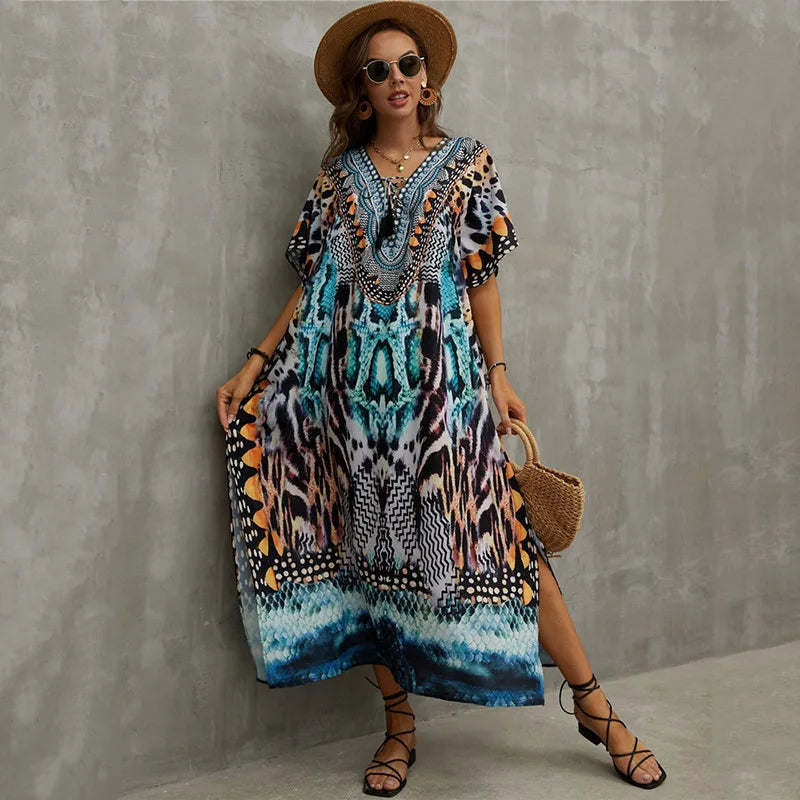 Women's Clothing Kaftan Dresses for Women Plus Size Bathing Suit Cover up Caftan Maxi Beach Dresses