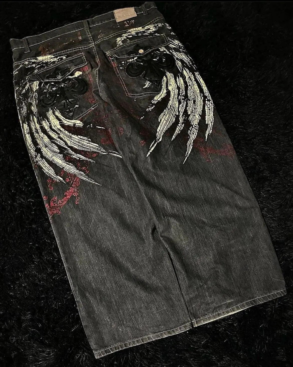 2024 New American Trend Retro Hip-hop Embroidery Pattern Baggy Jeans For Men And Women Y2K Harajuku Gothic Wide Pants Streetwear