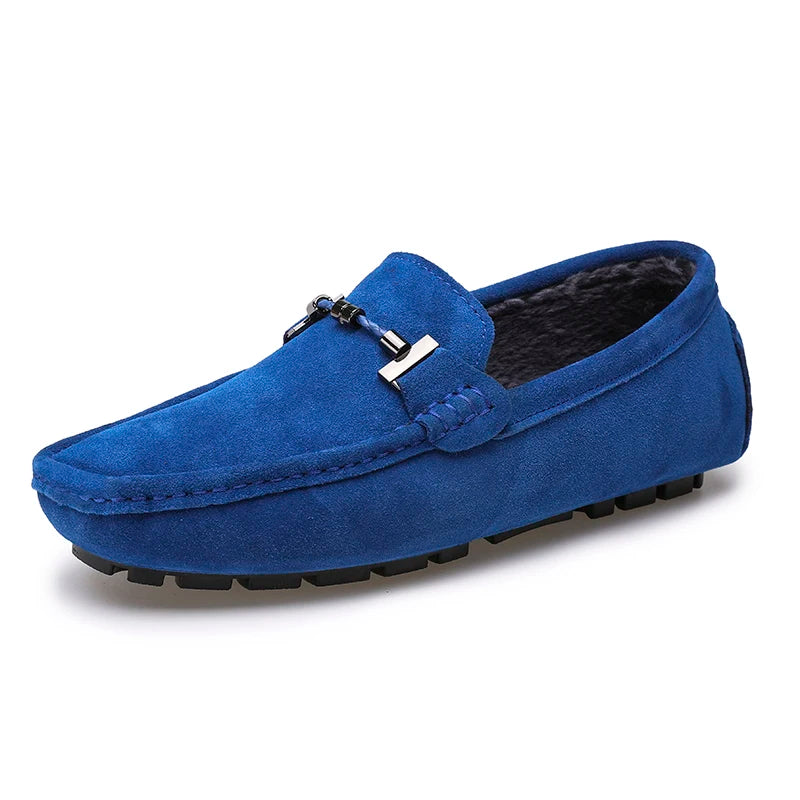 Mocassini da uomo, scarpe casual slip-on, mocassini da uomo in pelliccia, scarpe invernali calde da uomo, mocassini in vera pelle scamosciata di vacchetta, scarpe basse di lusso