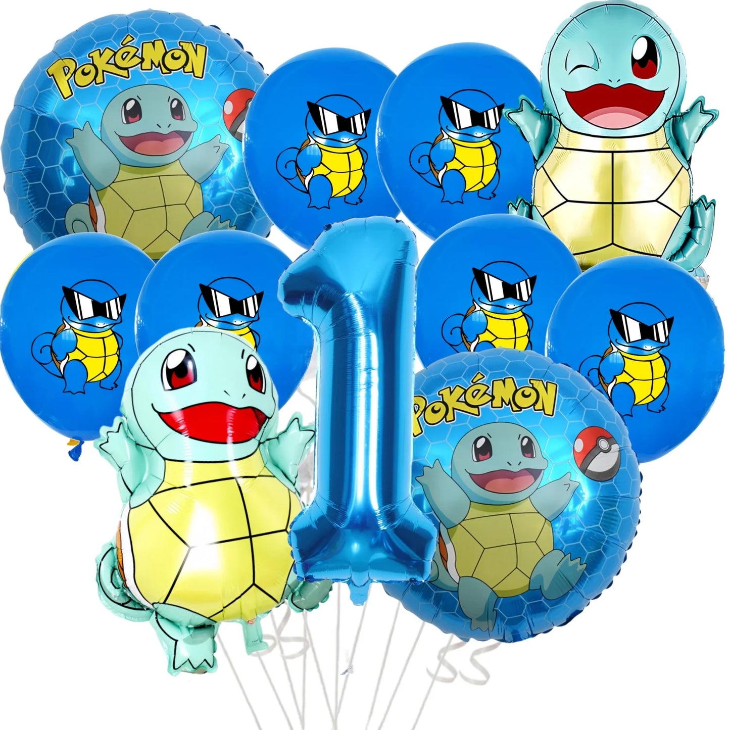 Palloncino Pikachu Pokemon per feste di compleanno da 1 a 9 anni, decorazione per feste a tema Pokemon e Squirtle, palloncino in alluminio per baby shower, bomboniere a tema Pikachu.