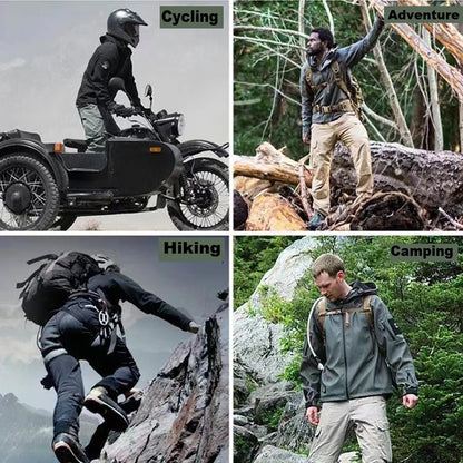 Completo da trekking impermeabile da uomo, giacca militare Sharkskin, cappotto da campeggio, pantaloni tattici, pantaloni caldi in pile da pesca, inverno