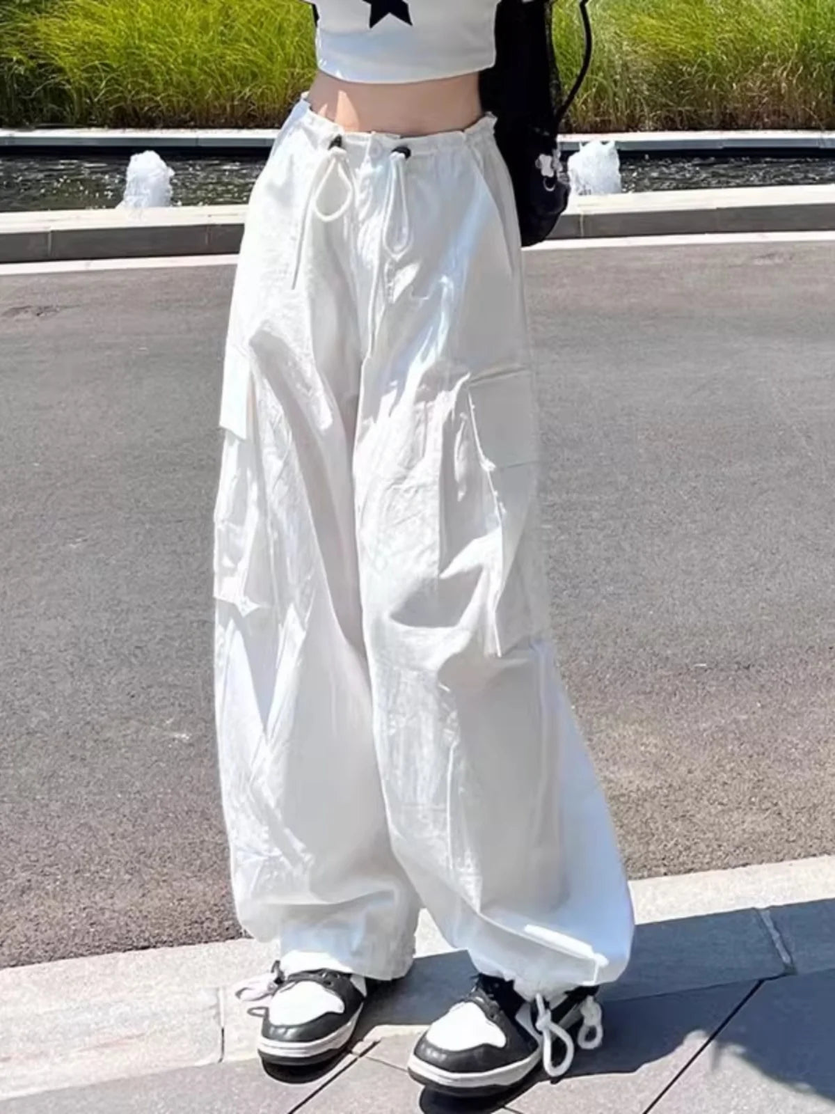 Pantaloni da lavoro American Sle a vita alta e gamba larga, casual estivi, nuovi, larghi e snellenti, sportivi da donna