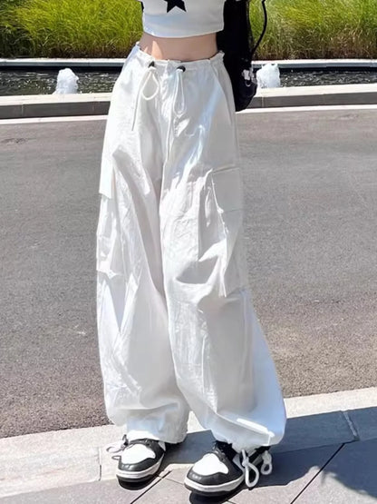 Pantaloni da lavoro American Sle a vita alta e gamba larga, casual estivi, nuovi, larghi e snellenti, sportivi da donna