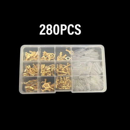 Insulated Male Female Wire Connector Tabs Set 2.8/4.8/6.3mm Electrical Crimp Terminals Brass Spade Terminal Connectors Kit