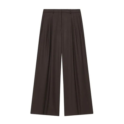 Pantaloni da donna alla moda a gamba larga, nuovi arrivi autunnali, plissettati, versatili, modello slim, abbigliamento casual per donna