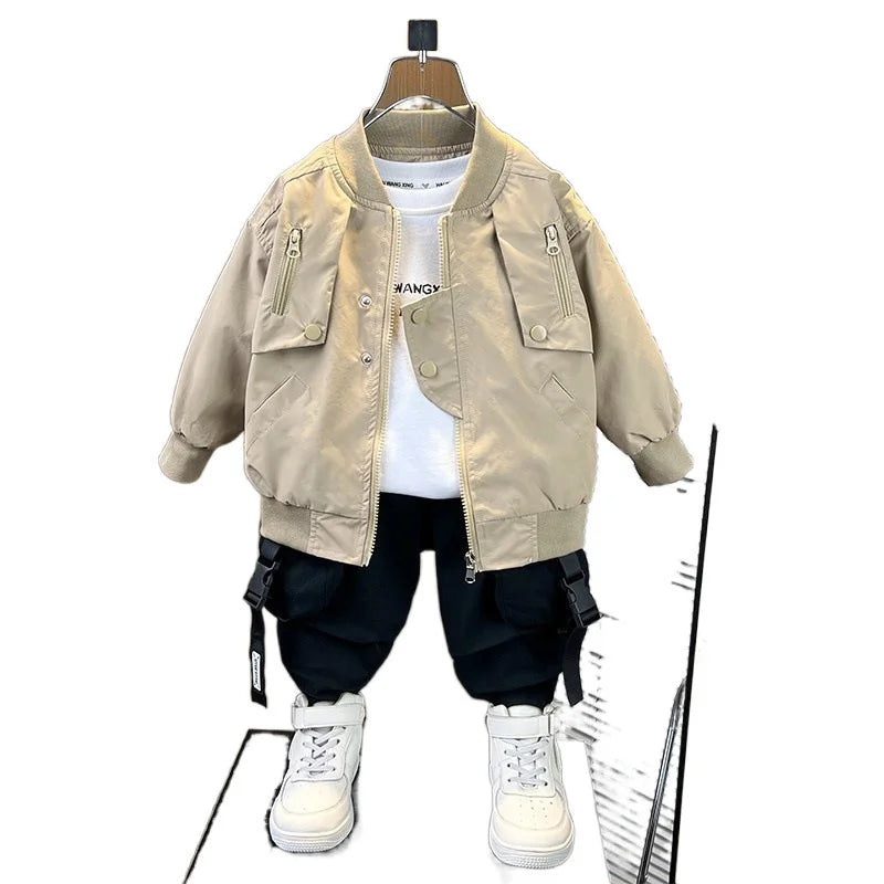 Giacche da baseball per ragazzi, abbigliamento per bambini, primavera autunno, cappotti con cerniera, tinta unita, antivento, capispalla, 2-10 anni