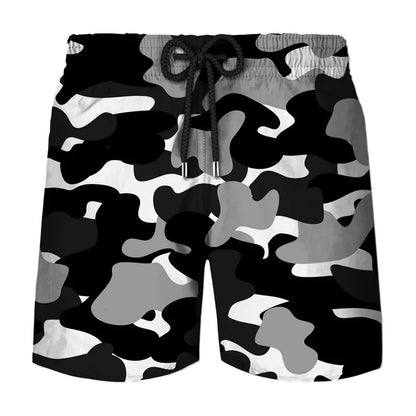 Pantaloncini sportivi da uomo con stampa 3D mimetica per cosplay, ideali per attività all'aperto, corsa, spiaggia, traspiranti, con elastico in vita.