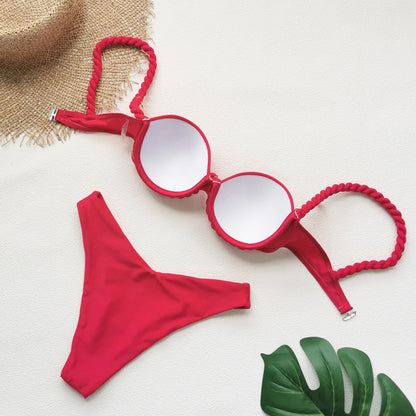 Costume da bagno bikini stampato 2025 con gonna a fascia, costume da bagno brasiliano da donna, vestito estivo da donna