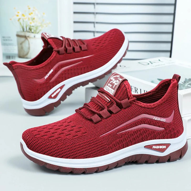 Scarpe casual da donna autunnali traspiranti da passeggio in mesh con lacci, scarpe basse da ginnastica da donna, Tenis Feminino Pink Zapatillas De Mujer