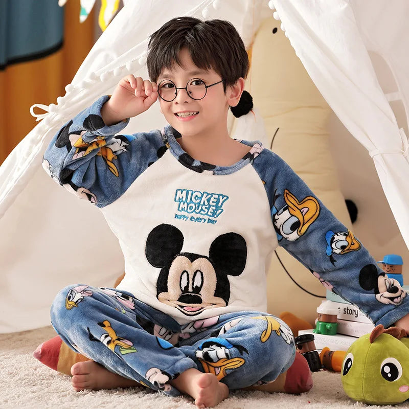 Set di 2 pezzi di completi caldi da casa per bambini, abbigliamento in flanella, set caldo per ragazzi, autunno e inverno, set di abbigliamento da casa a maniche lunghe e spesse