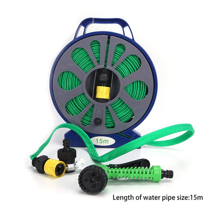 Foldable 590 inch Garden Outdoor Hose and Reel with Nozzle for Plant Watering G5AB