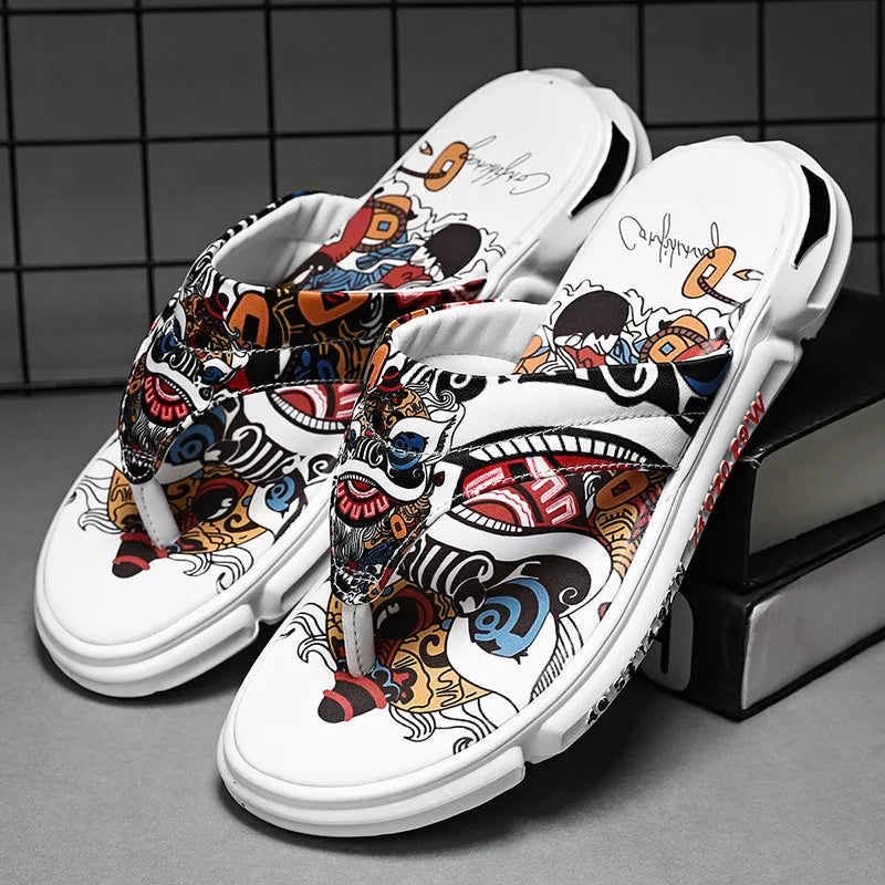 Pantofole da uomo alla moda per interni ed esterni, stile strada, spiaggia, stile coppia, infradito antiscivolo, morbide, leggere, estive, casual.