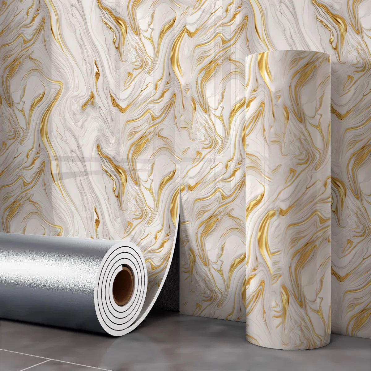 Self Adhesive Marble Wallpaper 1 Roll Waterproof Antifouling Thick Foam Wall Sticker for Bedroom Living Room