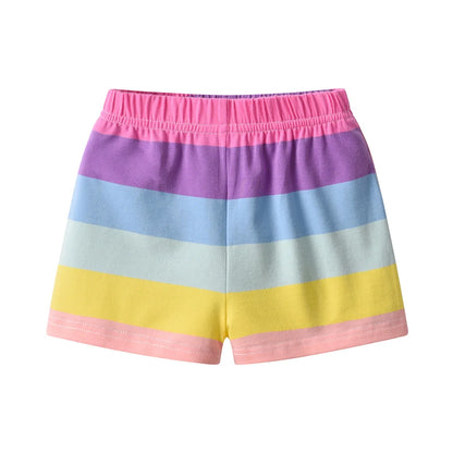 Completo estivo per bambine VIKITA con unicorno, paillettes e applicazioni, composto da maglietta a righe in cotone e pantaloni, 2 pezzi.