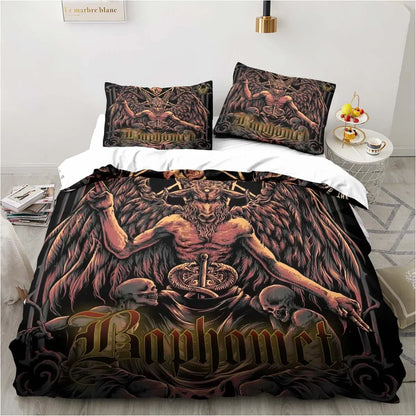 Biancheria da letto satanica, biancheria da letto per letto singolo con tema demoniaco, set inferno e morte, set copripiumino da 3 pezzi, copripiumino matrimoniale king size, tessuti per la casa.