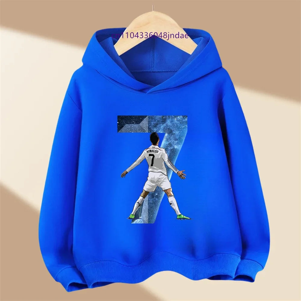 Abbigliamento per bambini di marca, felpa casual per bambini, felpa sportiva per primavera e autunno per ragazzi e ragazze, pullover con stampa Ronaldo