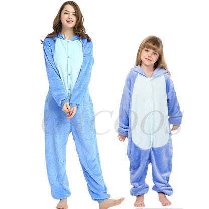 Set di pigiami Kigurumi per bambini e bambine, pigiami panda unicorno per donne, pigiami pigiama tutina gatto per adulti, pigiami invernali caldi per bambini