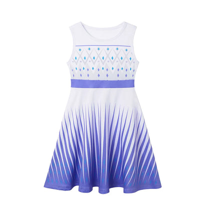 2025 Abito casual da bambina Elsa Anna Abito estivo da giorno per bambine Vestidos Abiti senza maniche colorati in cotone con stampa Abiti da bambina